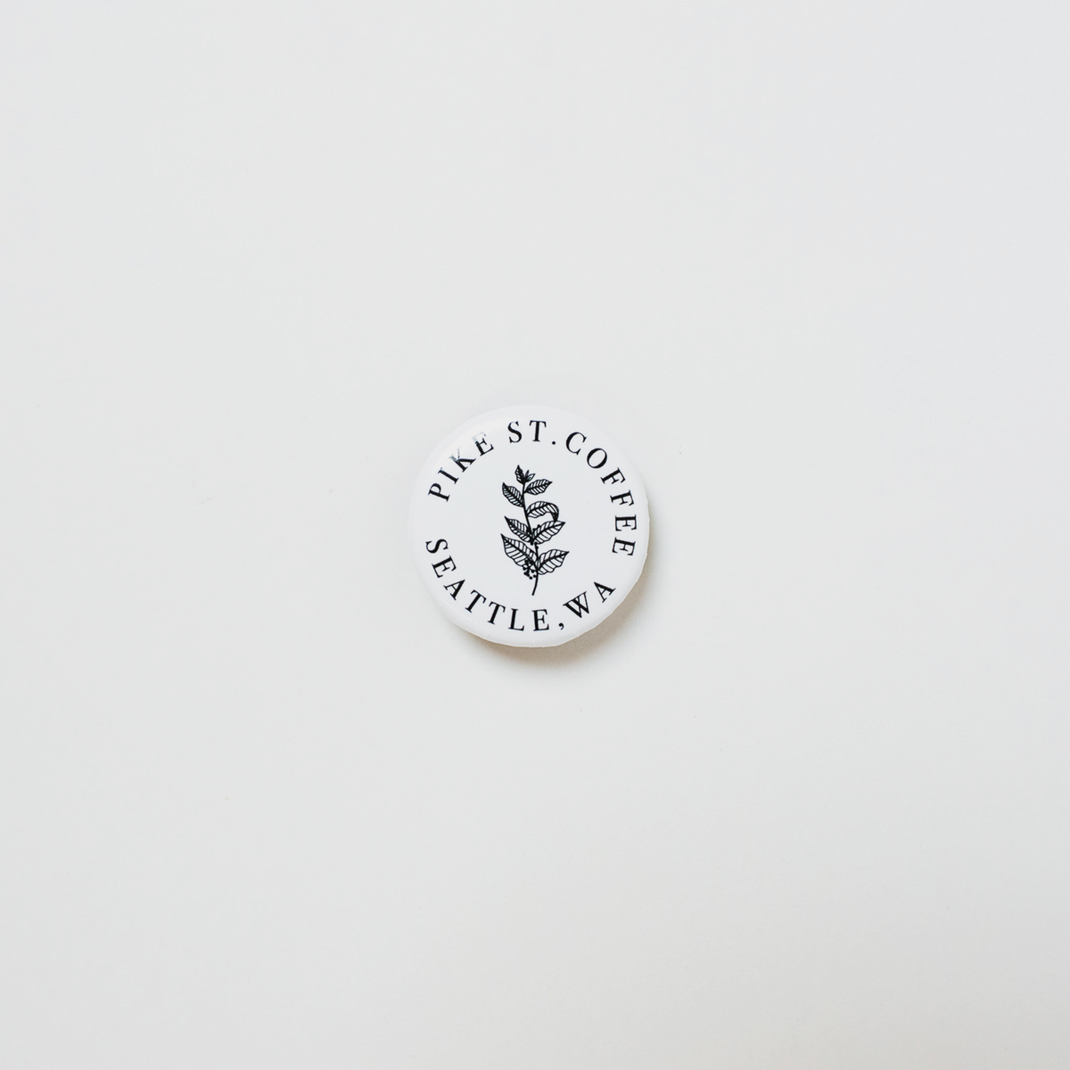 White PSC Button – Pike Street Coffee