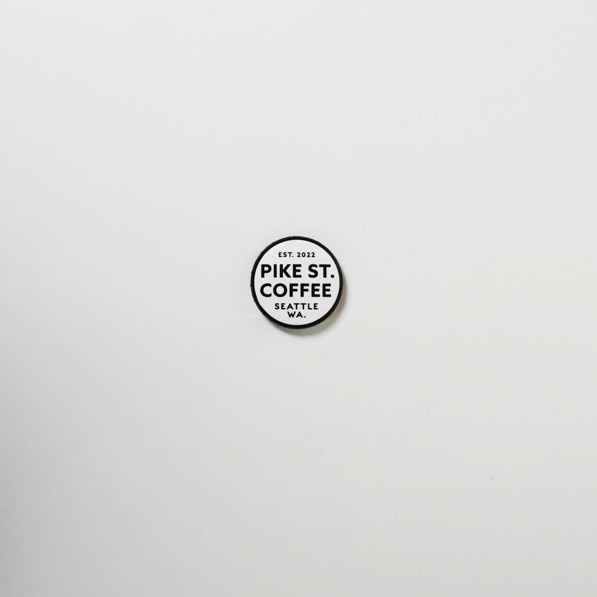 Mini White PSC Button – Pike Street Coffee